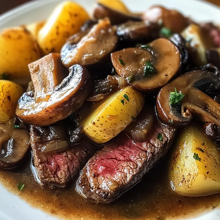 Crock Pot Flat Iron Steak with Portobello Mushrooms and Potatoes