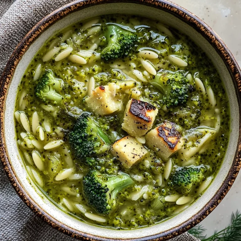 Pesto Broccoli Orzo Soup