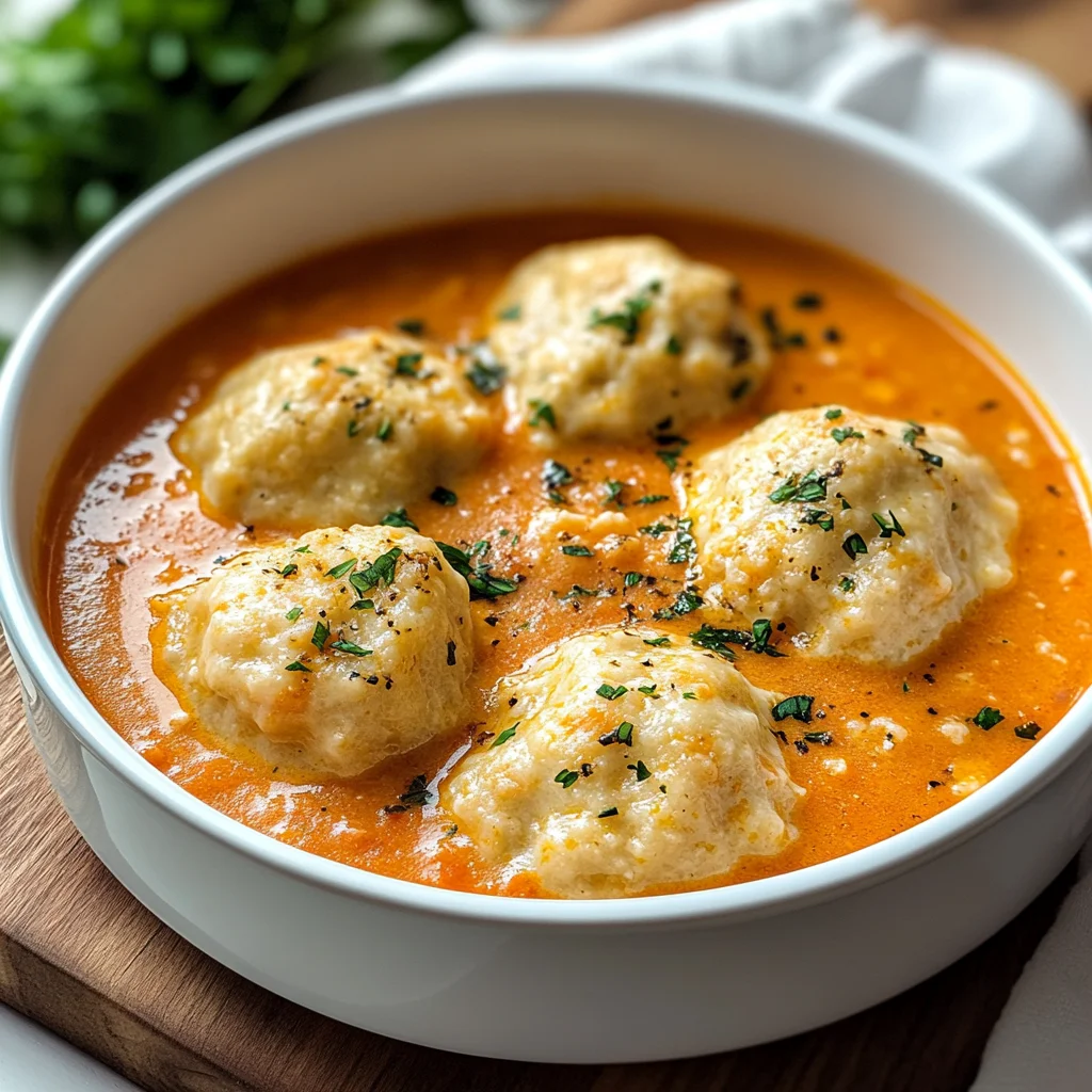 Best Tomato Soup with Cheddar Bay Dumplings