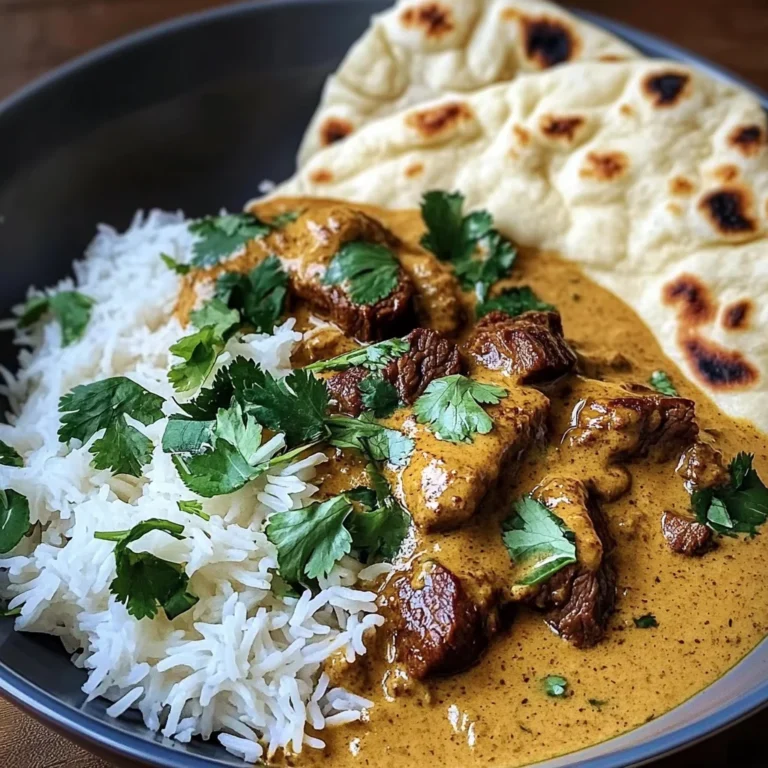 Coconut-Curry Beef with Garlic Naan & Jasmine Rice