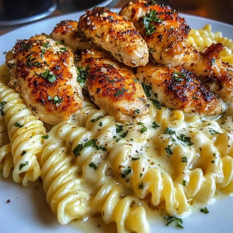 Creamy Parmesan Chicken with Twisted Pasta and Garlic Sauce