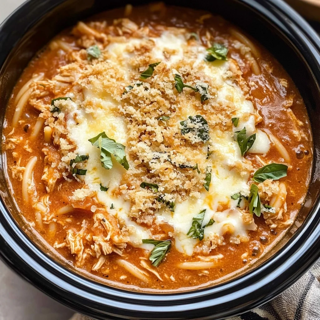 Crockpot Chicken Parmesan Soup