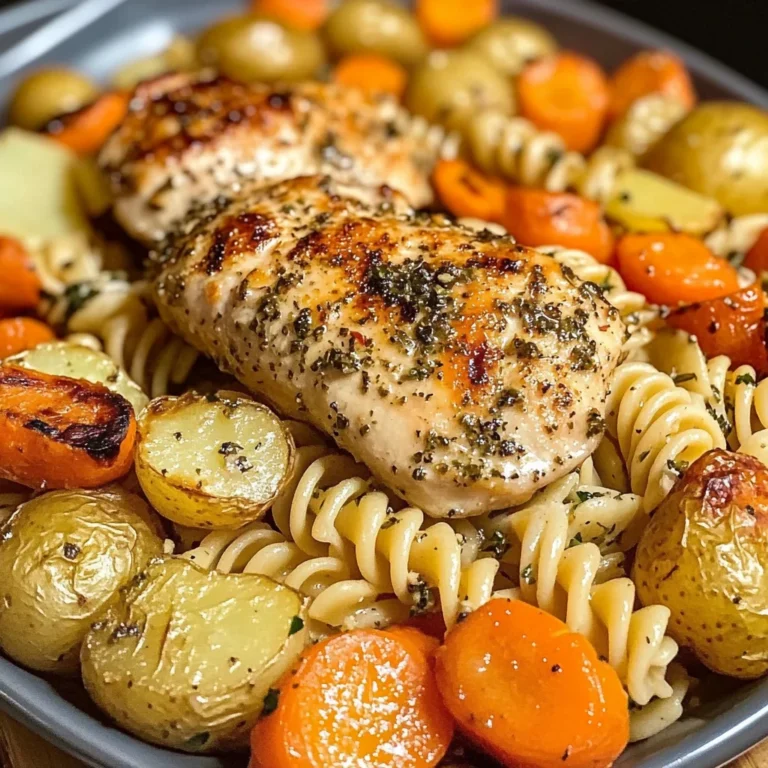 Garlic-Herb Chicken with Roasted Veggies & Creamy Rotini