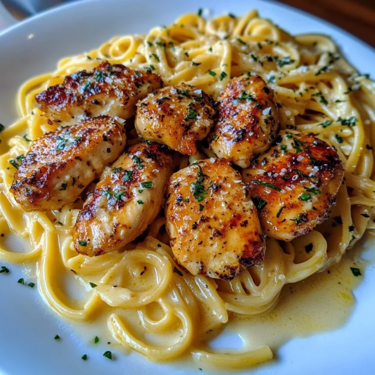 Golden Garlic Butter Chicken with Creamy Linguine