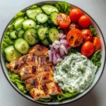 Greek Chicken Salad Bowl with Tzatziki