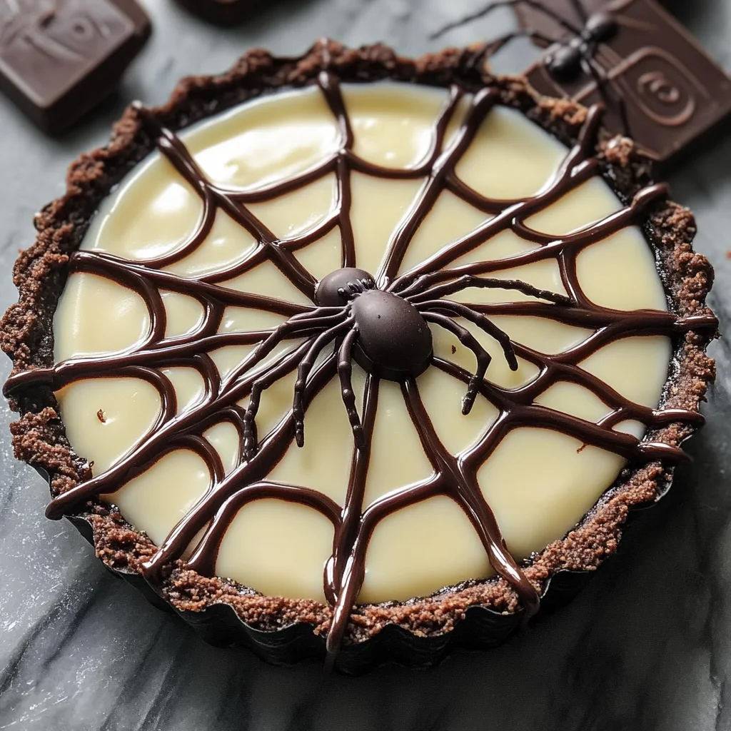 Halloween Chocolate Spiderweb Tart