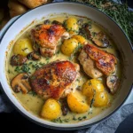 Herb Roasted Chicken in Creamy White Wine Sauce