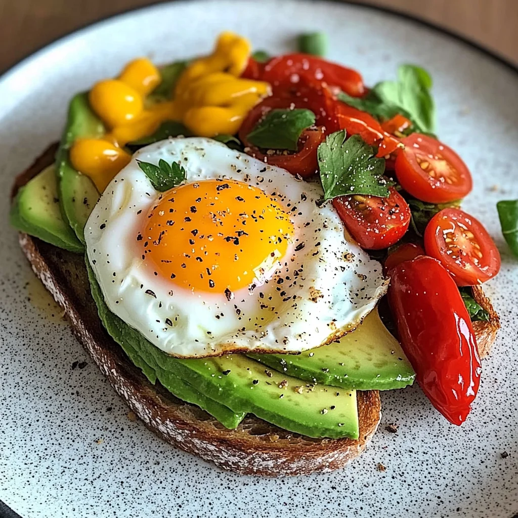 Poached Egg & Avocado Brunch Plate with Roasted Peppers