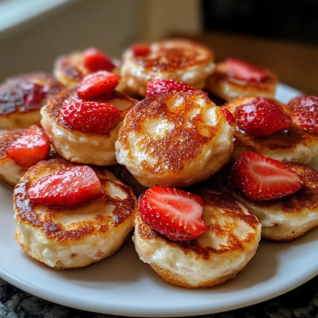 Strawberry Vanilla Cottage Cheese Pancake Bites