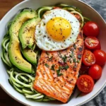 Zoodle Power Plate with Salmon, Avocado & Sunny Egg