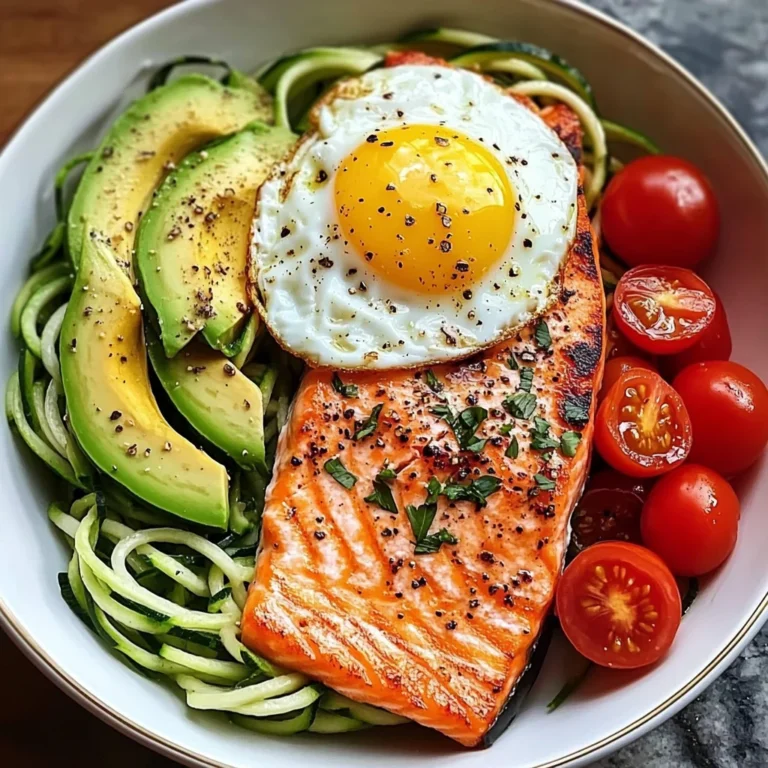 Zoodle Power Plate with Salmon, Avocado & Sunny Egg