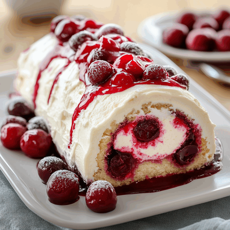Heavenly Cherry Cheesecake Cake Roll Recipe
