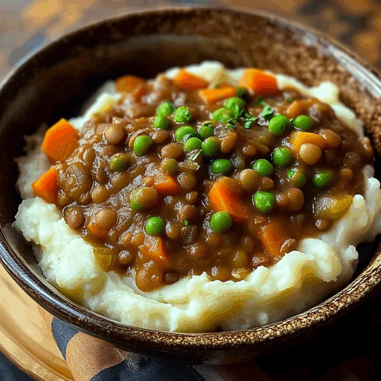 Lentil Stew Over Mashed Potatoes