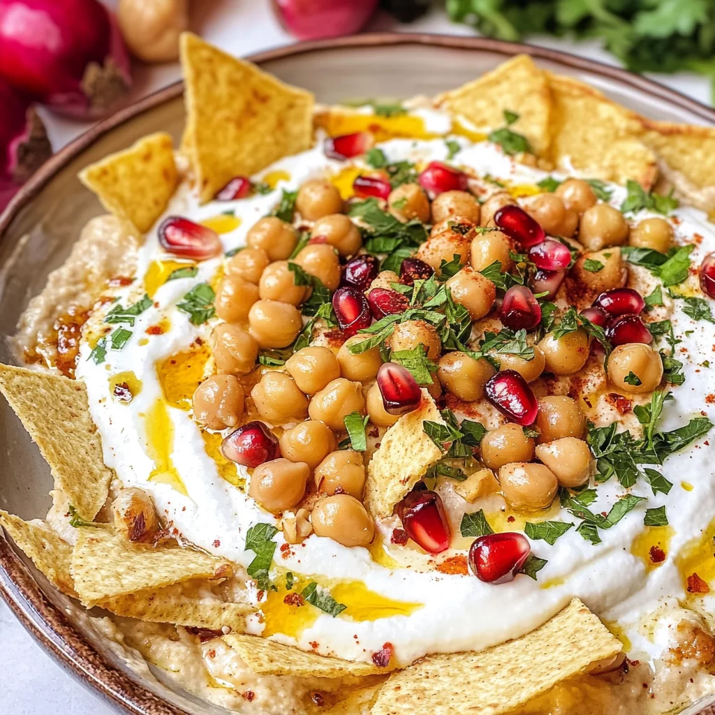 Fatteh (Pita, hummus, and yogurt)