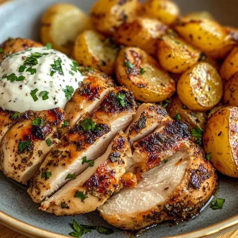 Herb-Marinated Chicken with Roasted Potatoes & Creamy Dip