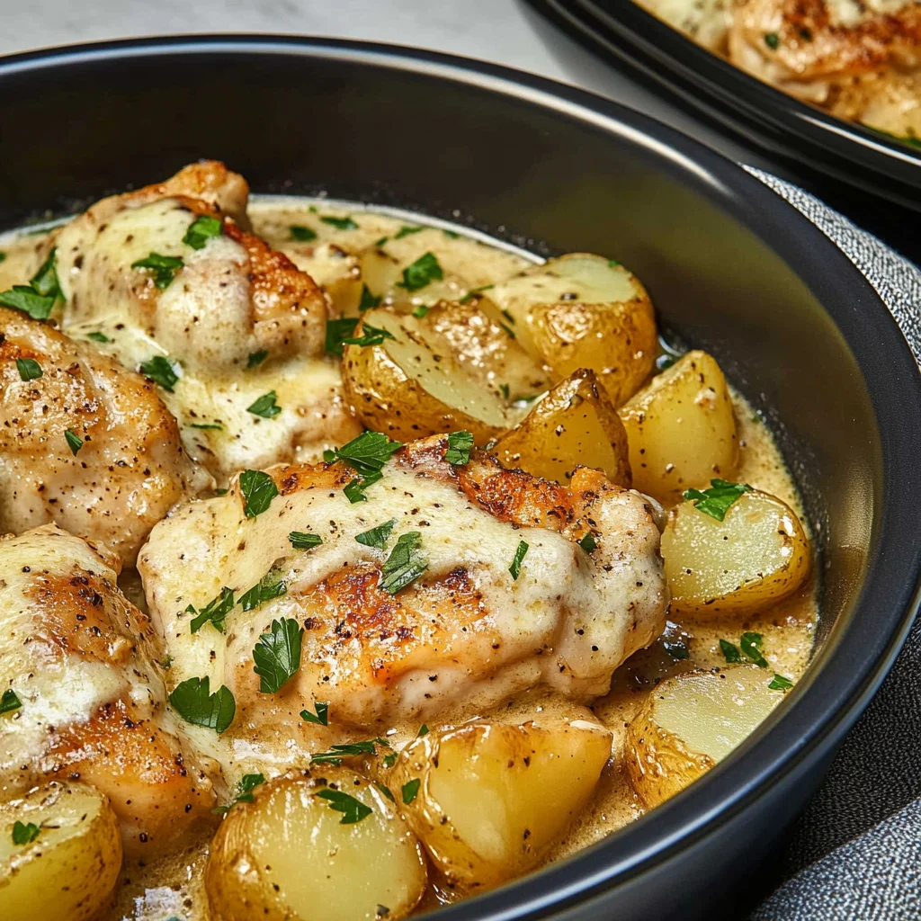 Slow Cooker Parmesan Garlic Chicken and Potatoes
