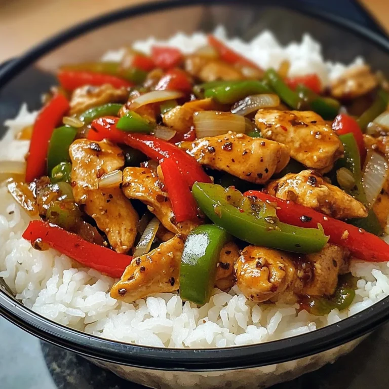 Spicy Garlic Pepper Chicken Stir-Fry with Steamed Rice