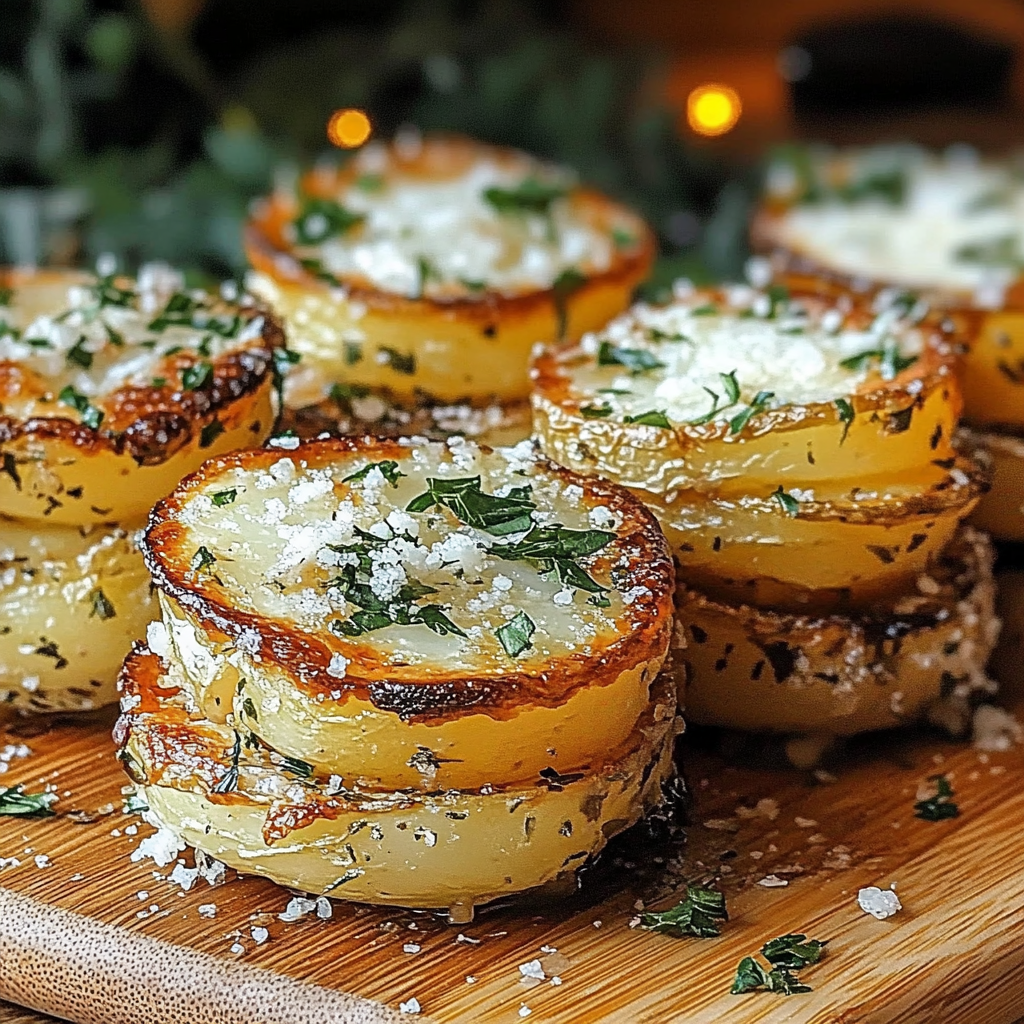 Roasted Garlic Parmesan Potato Stacks