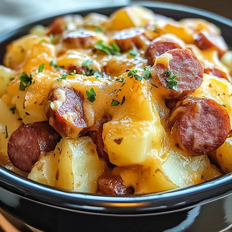 Crockpot Cheesy Potatoes and Kielbasa