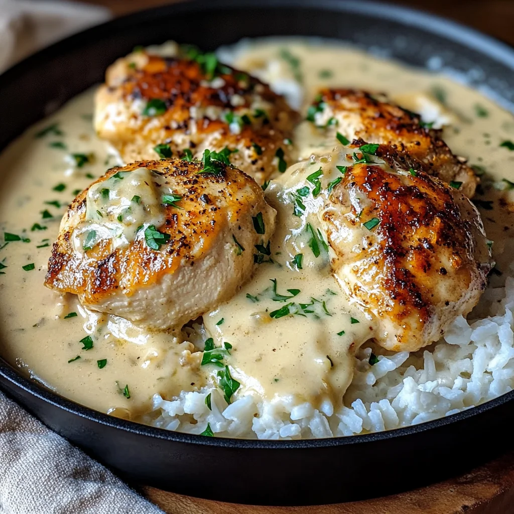Easy Creamy Smothered Chicken And Rice Dinner Recipe