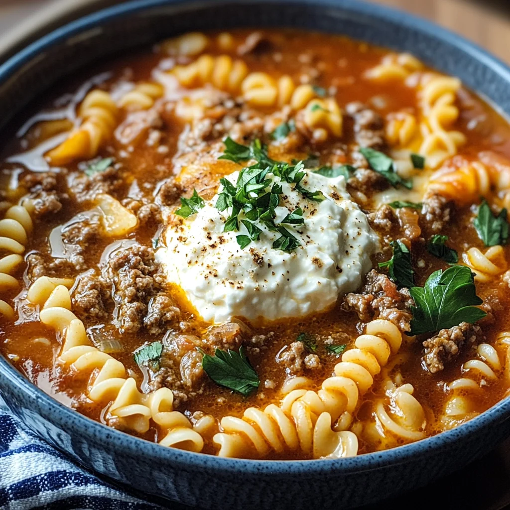 Easy Lasagna Soup Recipe: Cheesy Beef & Tomato Pasta