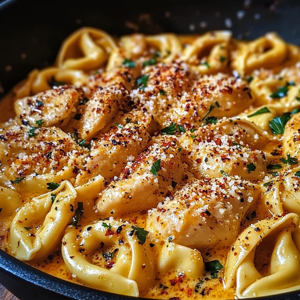 One-Pot Spicy Garlic Butter Chicken Tortellini