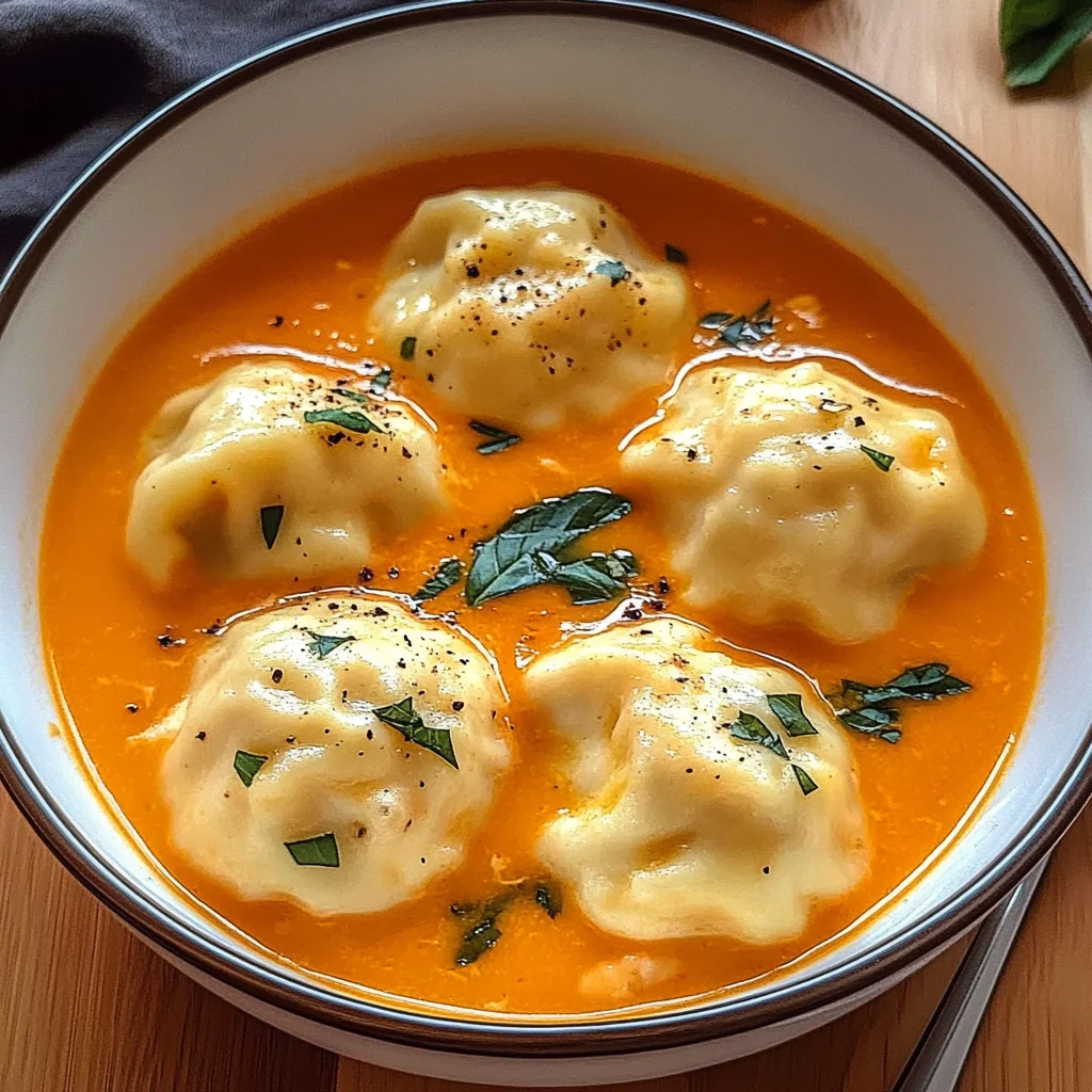 Tomato Soup with Cheese Dumplings