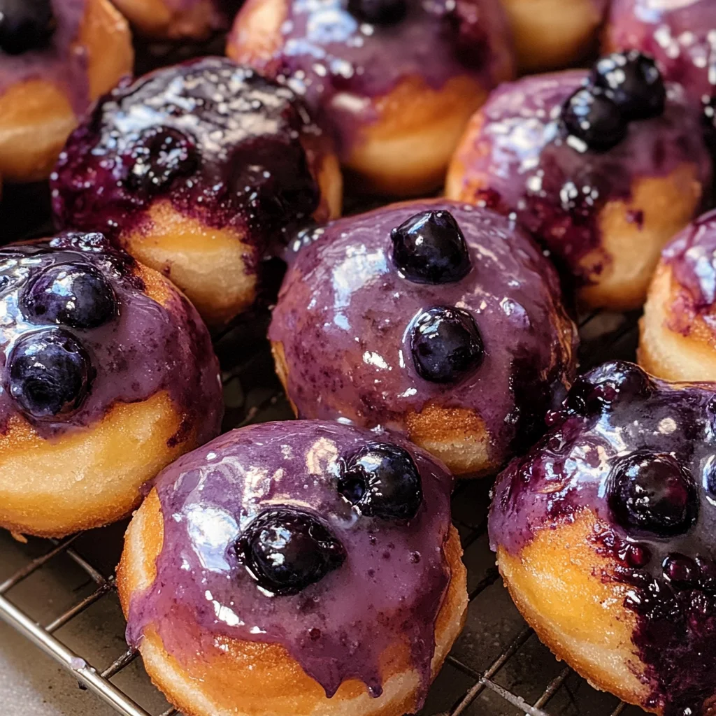 Blueberry Cake Donuts with Blueberry Glaze