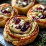 Cranberry Cream Cheese Pinwheels with Feta & Herbs