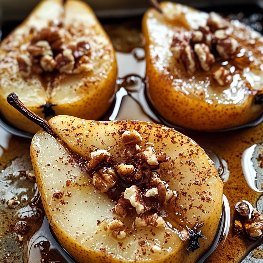 Gebackene Birnen mit Honig und Walnüssen
