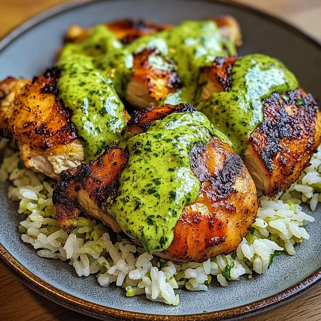 Peruvian Chicken And Rice with Green Sauce