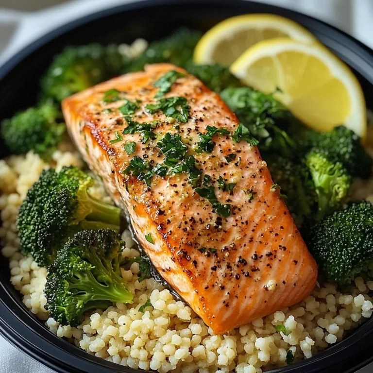 Salmon & Couscous Meal Prep with Roasted Broccoli