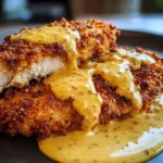 Savory Pretzel Chicken with Mustard-Cheddar Sauce Delight