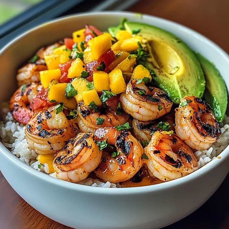 Shrimp and Avocado Bowls with Mango Salsa & Lime-Chili Sauce