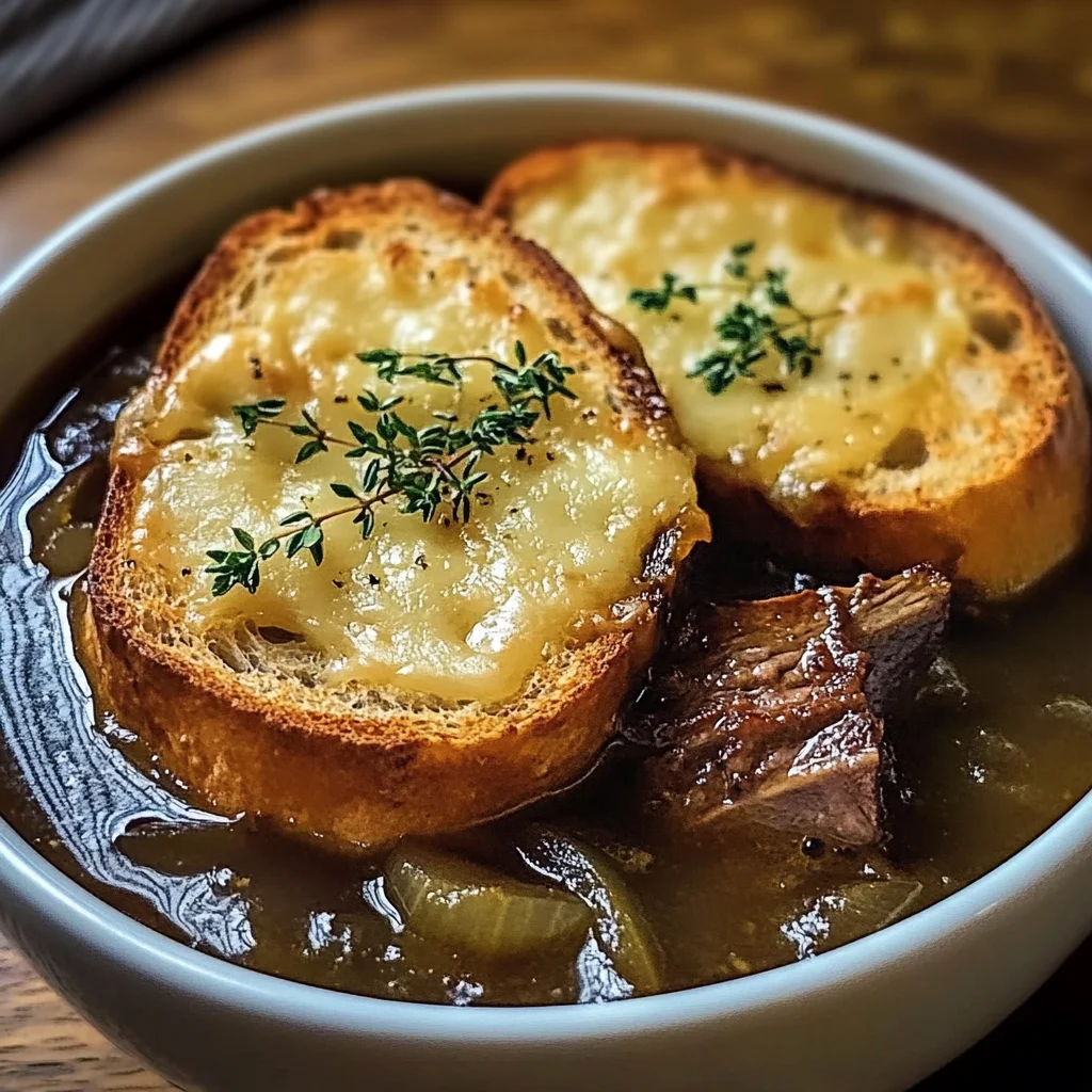 French Onion Short Rib Soup with Gruyère Toast