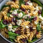 Nutritious Spinach Pasta Salad with Feta and Cranberries
