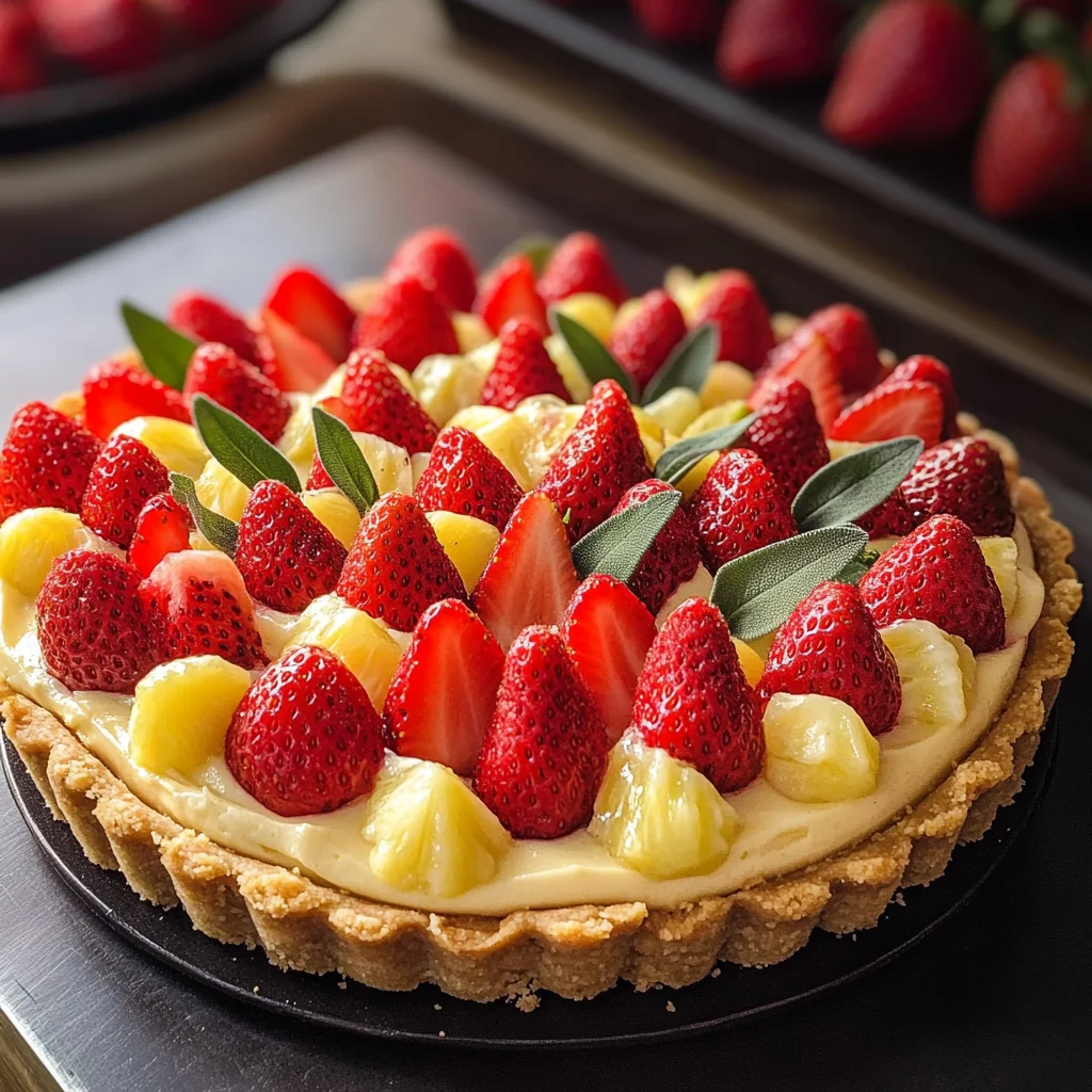 Tarte aux fraises et sauge ananas