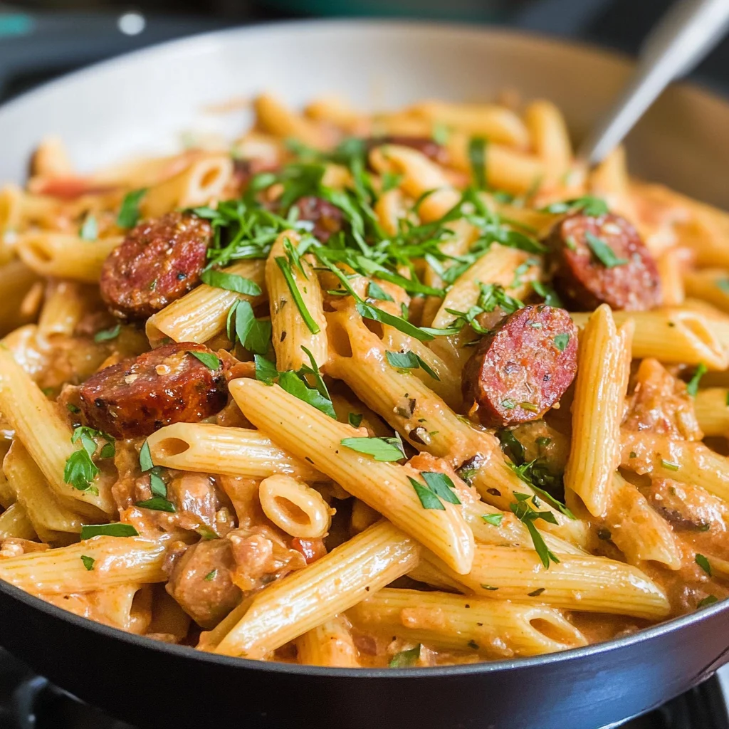 Easy Cajun Penne Pasta with Andouille Sausage