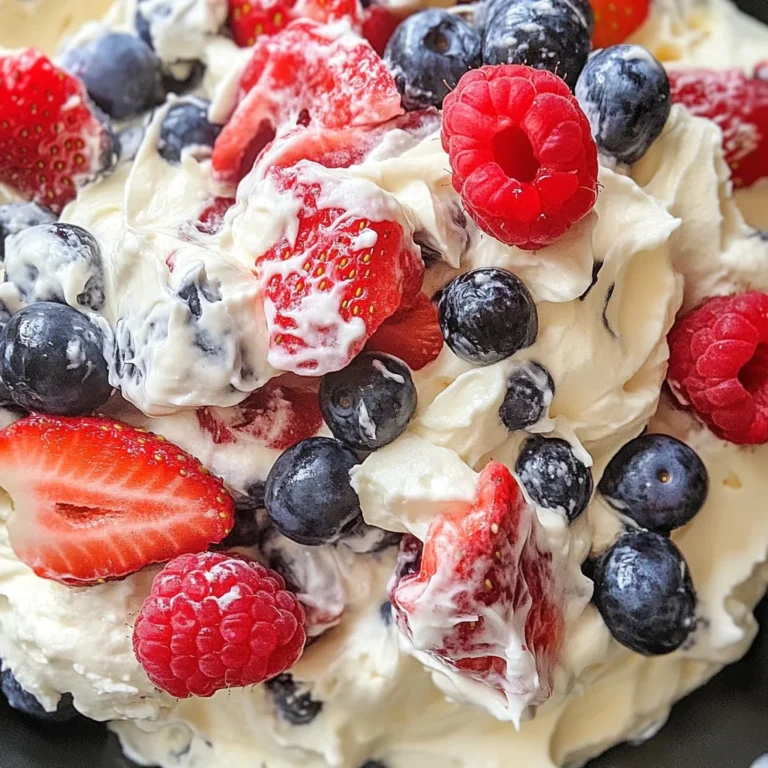 Easy Red White and Blue Cheesecake Salad