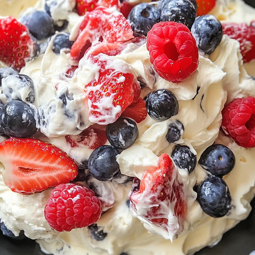 Easy Red White and Blue Cheesecake Salad