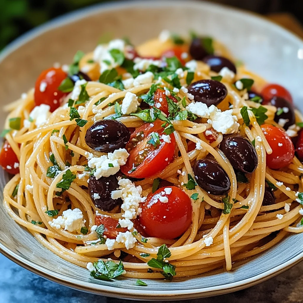 Garlicky Greek Spaghetti Toss: Quick, Zesty, and Irresistible