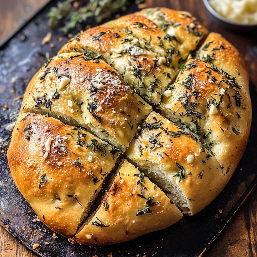 No-Knead Rosemary Garlic Parmesan Bread.