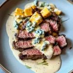 Pan Seared Denver Steak with Creamy Blue Cheese Sauce