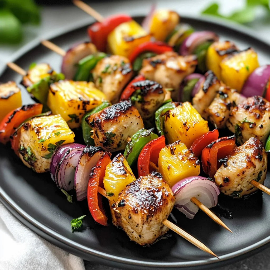Pineapple-Basil Chicken Skewers