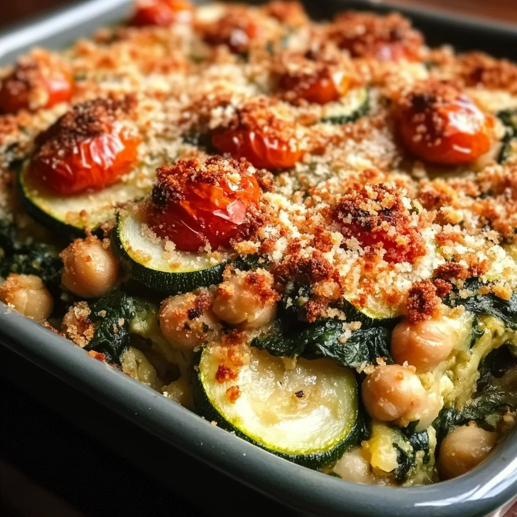 Spinach Zucchini Chickpea Bake