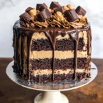 Chocolate Brownie Cake with Peanut Butter Frosting