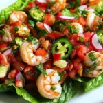 Shrimp Taco Lettuce Wraps with Lime Dressing and Crunchy Vegetables